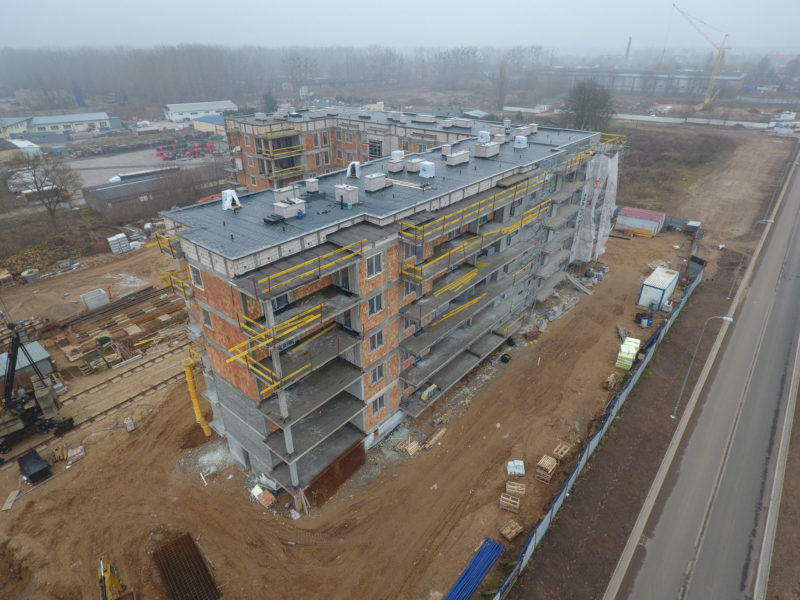 Widok z drona - prace budowlane w Ełku