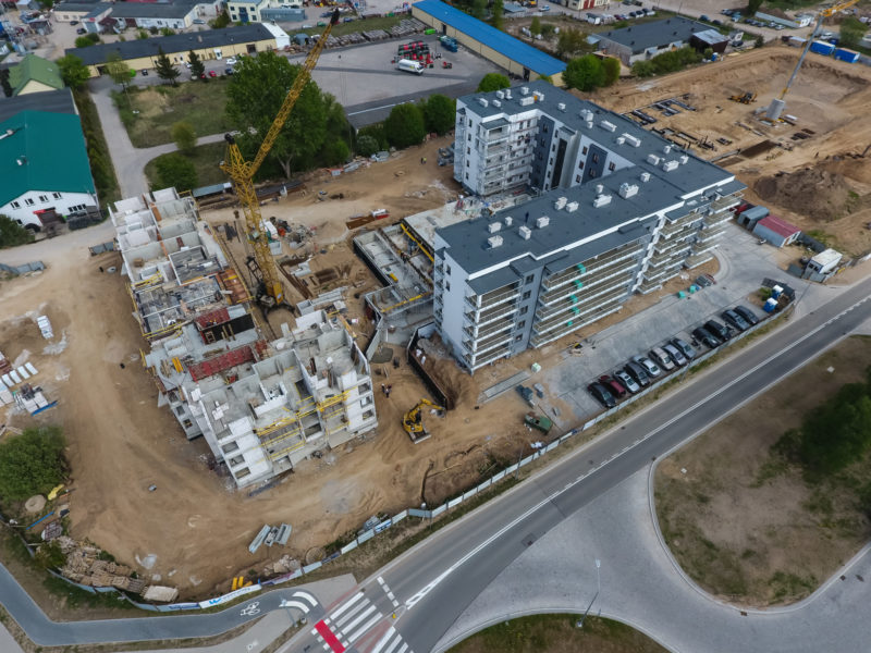 Zdjęcie z lotu ptaka Bora Komorowskiego 14 i 16 w Ełku, maj 2019