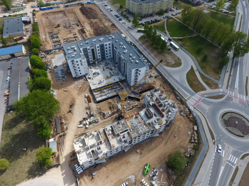 Zdjęcie z lotu ptaka Bora Komorowskiego 14 i 16 w Ełku, maj 2019